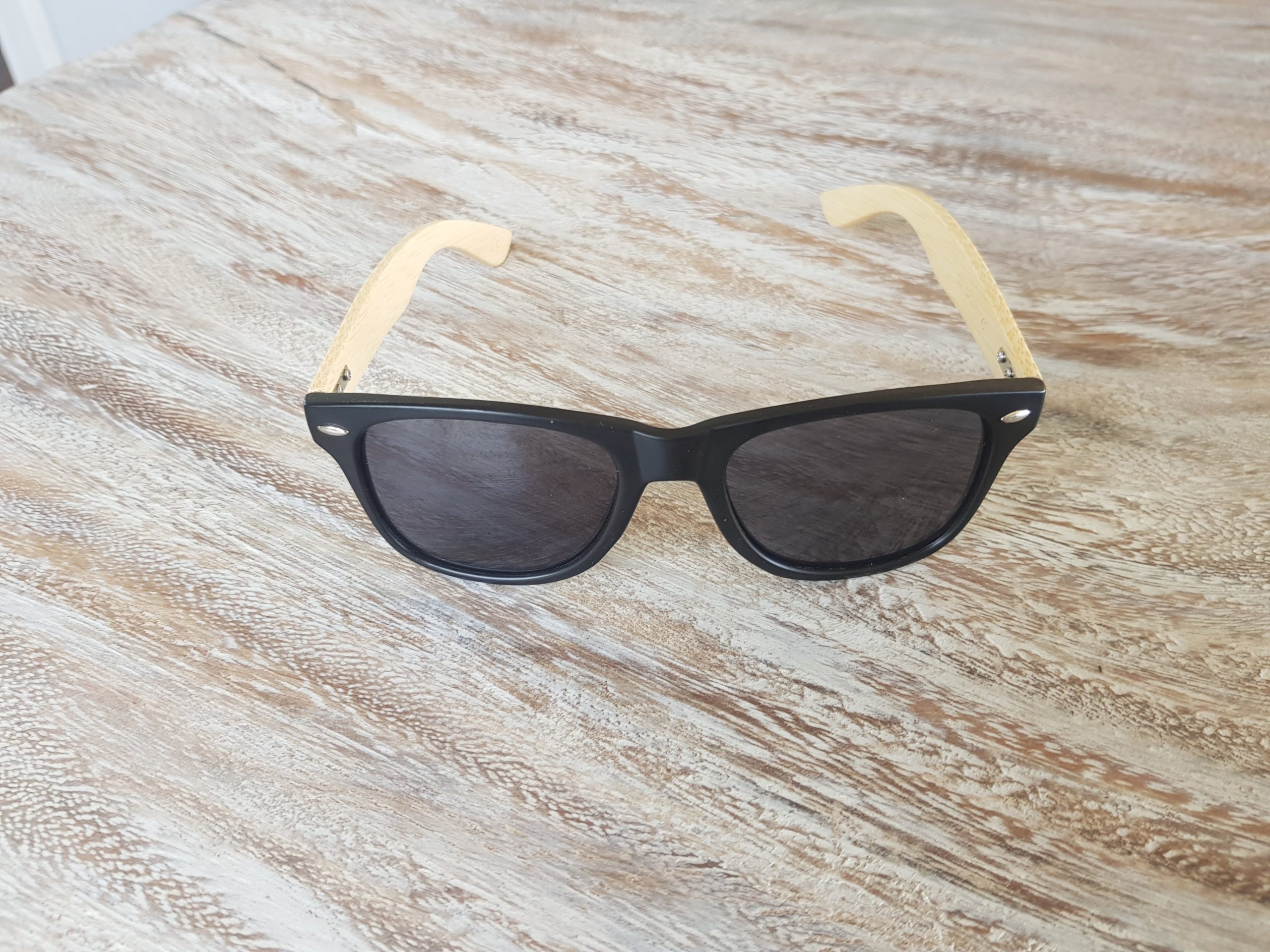 Custom KOB SBoji sunglasses with bamboo can cooler - Keep Okoboji Blue